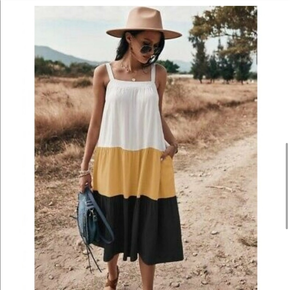Anthropologie Maeve Ashleigh Colorblock Tiered Midi Dress